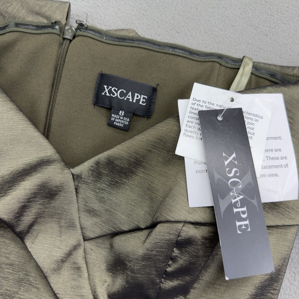 Xscape Evenings Off-Shoulder Taffeta Gown Size 8 Olive Green Sweetheart Maxi - Picture 5 of 8